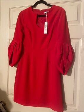 Trina Turk Red Bell-Sleeve Mini Dress